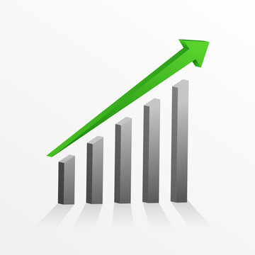 Financial Stock Trading Chart With Rise Up Green Arrow