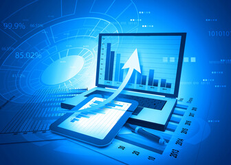 Fototapeta premium Business graph finance chart. Concept of stock trading and financial markets. 3d illustration.