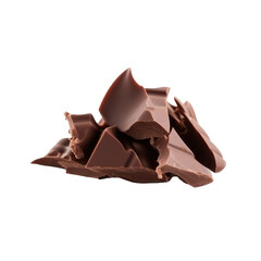 Piece of chocolate or chips isolated on transparent background. Generative AI.