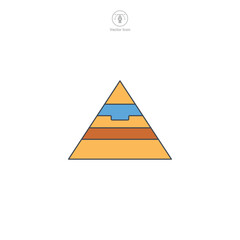 Pyramid icon vector presents a stylized ancient monument, signifying history, Egyptology, archaeology, culture, and architectural wonder