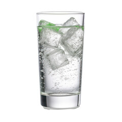 Glass of sparkling water isolated transparent  background. Generative AI.