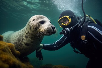 Naklejka premium Arctic Wildlife Encounter Polar Fauna Meeting