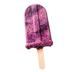 Purple fruity popsicle ice cream isolated on transparent background. Purple fruity popsicle ice cream. Generative AI.