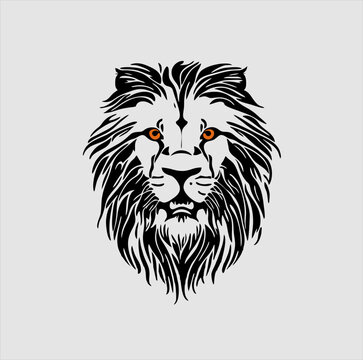 lion head vector illustration image. linear style