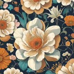 Fotobehang Seamless vector illustration of vintage flower pattern. Antique petal symphony © jmgdigital