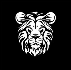 lion head vector illustration image. linear style