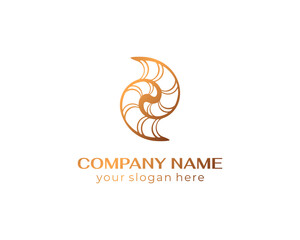 Shell logo. Modern seashell, naulilus. Elegant linear logo. Template to create a unique luxury design, logo. Vector