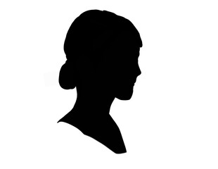 Obraz na płótnie Canvas black silhouette, woman with tied hair suit on white background