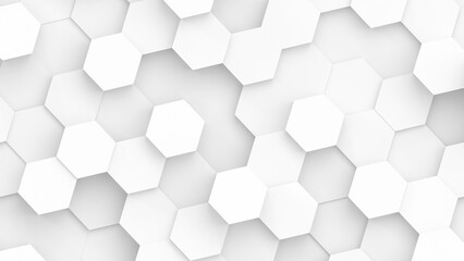 White hexagons geometric background, minimal honeycomb pattern wallpaper.