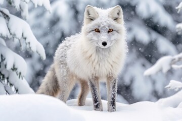 Obraz premium Arctic Fox in Snow Frozen Landscape Resident