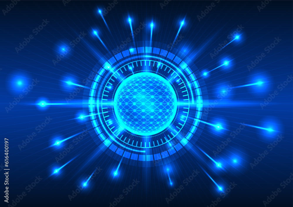 Fototapete technology processor with technology circle that keeps processing the received data of the system an