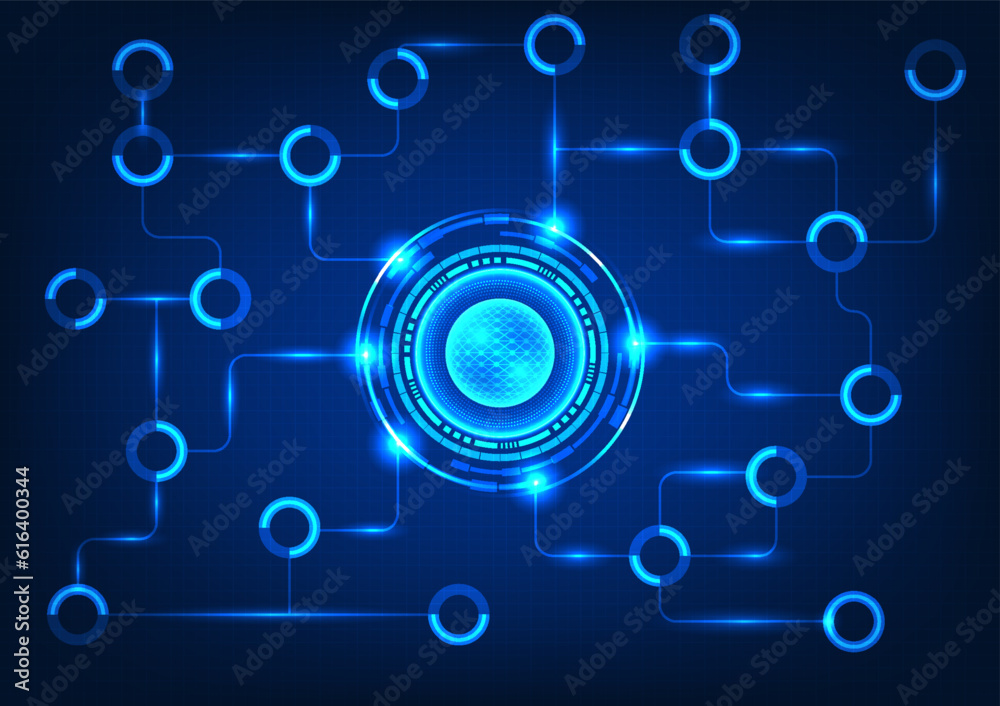 Fototapete data processor technology with technology circle with connection circuit the concept of receiving da