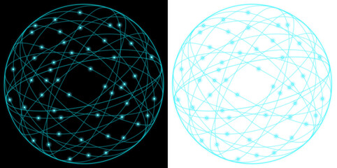 round circle earth network technology blue dot glow planet   transparent background