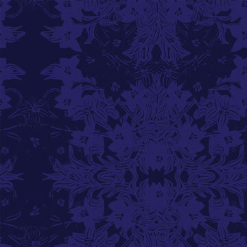 Blue Symmetric Floral Seamless Pattern Design © Siu-Hong Mok