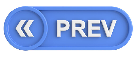 Previous button. Back button. 3D illustration.