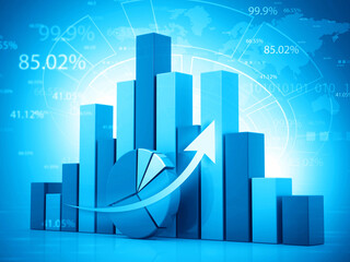 Business graph finance chart. Concept of stock trading and financial markets. 3d illustration.