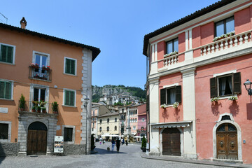 Fototapeta na wymiar An old street in Tagliacozzo, a medieval town in the Abruzzo region, Italy.