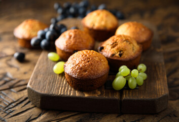 Homemade muffins with raisins