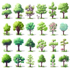 Tree illustration materials,created with generative ai tecnology.