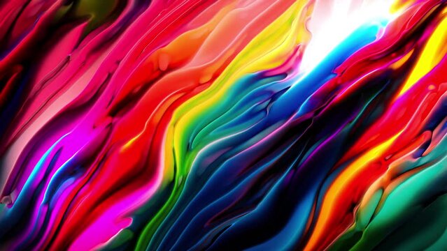 Abstract Rainbow Paint Stripes Loop Background