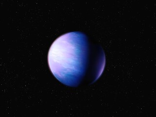 super-earth in space, extrasolar planet, beautiful distant exoplanet, colorful earth-like planet, planets background 3d render