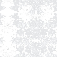 Monochrome Symmetric Floral Seamless Pattern Design