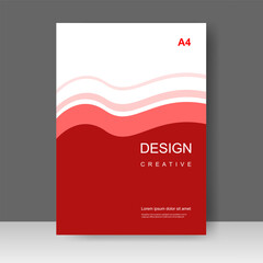 Brochure template red wave with white layout design. Annual report, catalog, Corporate business. Simple Flyer promotion. magazine. Vector illustration
