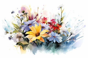 Flowers watercolor illustration 