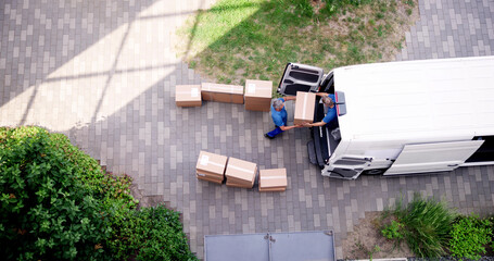 Delivery Truck Movers Moving Furniture Loading