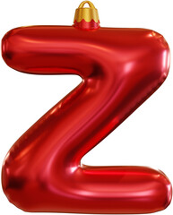 3D Render Letter Z Uppercase Abjad Red Foil Balloon