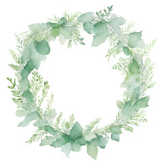 Fototapeta premium leaves wreath ring frame decoration in watercolor style