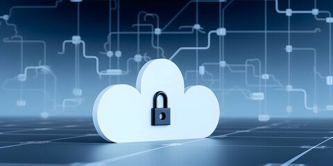 Naklejka premium Cloud data storage, cloud computing and data security concept. AI generated