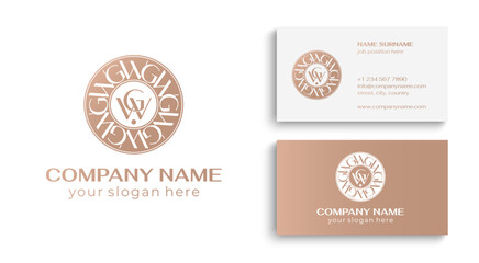 Fototapeta na wymiar GW, WG logo. Luxury badge and monogram. Vector elegant logo. Letter WG design. Vector design