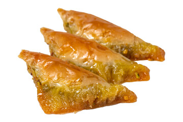 Sobiyet baklava isolated on white background. Turkish cuisine delicacies. Turkish baklava. close up
