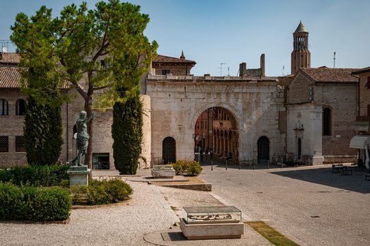 The Roman entrance gate to the city of Fano in the Marche region, Italy