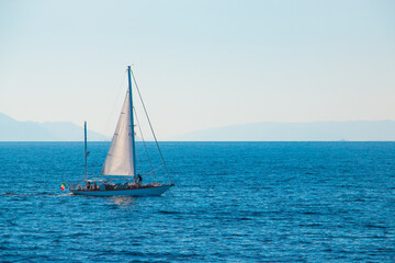 Sailboat on the Adriatic sea, summer time on vacation