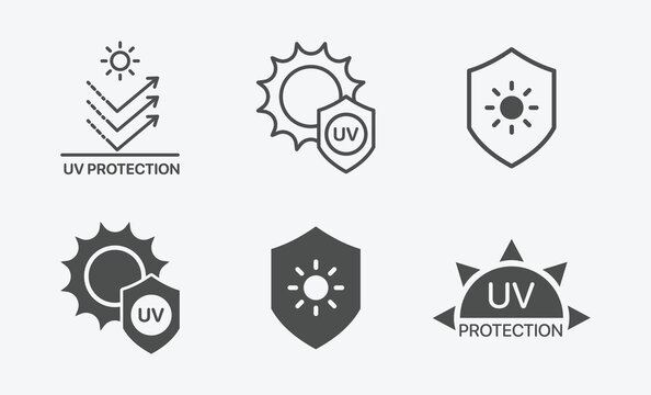 Set of UV Protection Related Vector Line Icons. Vector set of sun protection line icons. UV protection for skin. Icons for sunscreen products or other skin cosmetics
