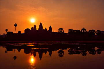 South-East Asia, Cambojia,Siem Reap, Angkor Wa march 2, 2017. .Angkor Wat in twilight, Status...