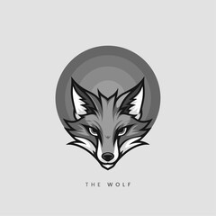 Wolf mascot vector art. Frontal symmetric image of wolf looking dangerous. Vector icon.