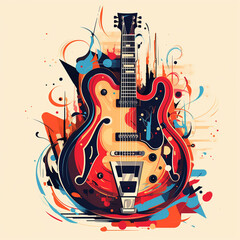 illustration of a guitar in retro style