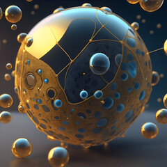 Photo abstract molecule structure. science background, 3d illustration. By ai generated.