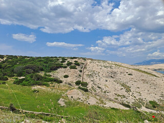 barren landscape on island pag in croatia
