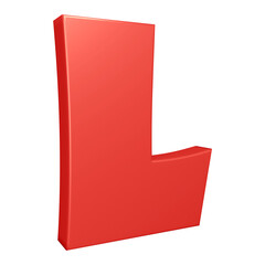 Red alphabet letter l in 3d rendering for education, text concept