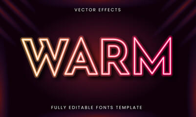 Neon Red Warm Text Effect Fully Editable vector design