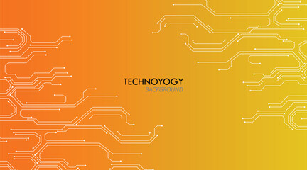 Technology circuit diagram on yellow background.Technology white circuit diagram on yellow background.