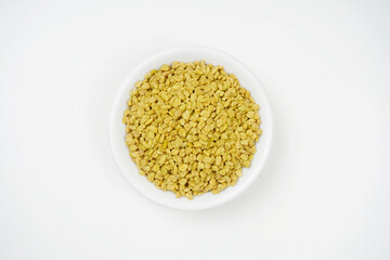 Top view of fenugreek seeds isolated on white background