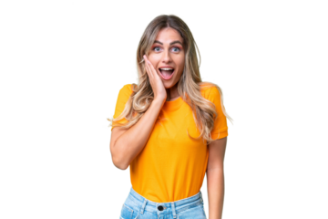 Young Uruguayan woman over isolated background with surprise and shocked facial expression