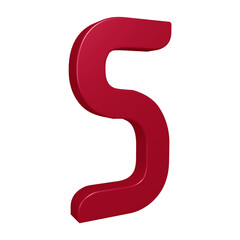 Alphabet letter s in 3d rendering for education, text concept