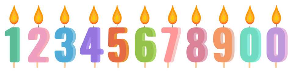 Number candle set for birthday cake