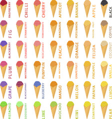 Various sweet tasty natural ice cream